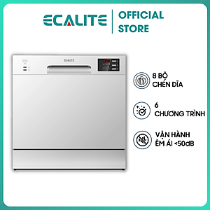 Máy Rửa Chén Ecalite EDW-SMS6080WH (Trắng) - 8 Bộ - 6 Chương Trình Rửa - Hàng Chính Hãng