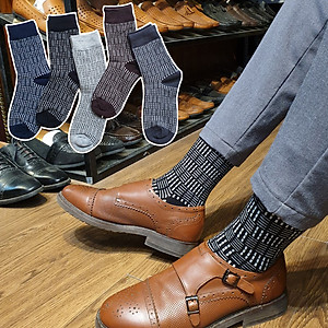 SET 5 tất nam dài đi giày tây công sở họa tiết caro nhỏ MM3