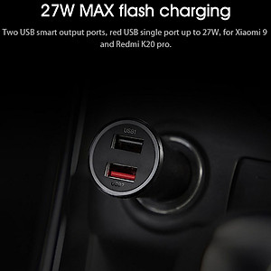 Tẩu sạc nhanh 2 cổng cho điện thoại trên Ô tô/Xe hơi XIAOMI Mi 37W Dual-Port Car Charger Black GDS4147GL - Hàng Chính Hãng