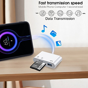 Đầu Đọc Thẻ Nhớ Đa Năng 3 Trong 1 cho thiết bị Tablet, Cell Phone, Thẻ nhớ TF, SD Card - Cổng Type C - Hàng chính hãng