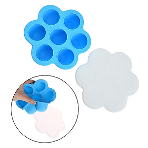 Silicone Infant Breast Milk Freezer Tray Weaning 7 Grids w/ Lid Crisper Ice Mould for Vegetable & Fruit Purees