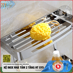 Kệ nhà tắm inox 304 HT SYS - Kệ để đồ phòng tắm 2 tầng đa năng - Chất liệu inox 304 cao cấp - Tích hợp móc treo đồ - LOẠI DÀY - Hàng Chính Hãng