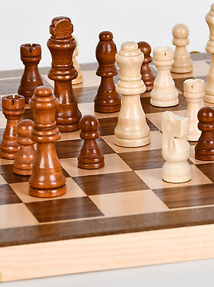 Cờ vua gỗ thông KHÔNG NAM CHÂM tự nhiên cao cấp cỡ vừa 29x29cm - Bộ cờ vua bằng gỗ chọn loại có nam châm chính hãng