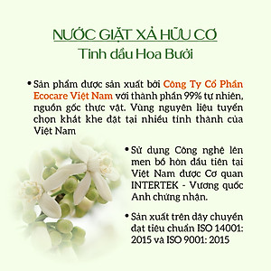Nước giặt xả hữu cơ Bồ Hòn Ecocare tinh dầu Hoa Bưởi  2000ml