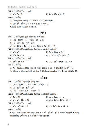 Sách 100 Đề Kiểm Tra Toán 8