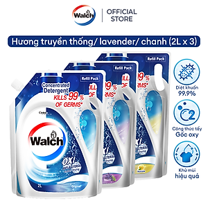 Combo 3 Túi nước giặt kháng khuẩn, khử mùi Walch (2Lx3)