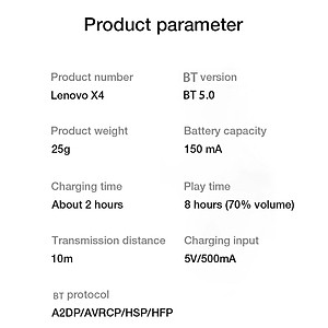 Tai Nghe Lenovo X4 Kiểu Dáng Máng Tai TWS Không Dây BT5.0 IP56 Chống Nước Chống Ồn Uốn Cong 360 °