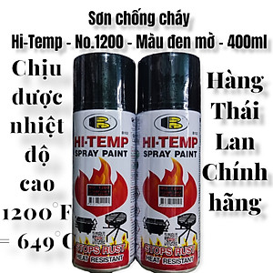 Sơn xịt chống cháy chịu được nhiệt độ cao Hi-Temp - No.1200 - Màu đen mờ - 400ml - Made in Thái Lan