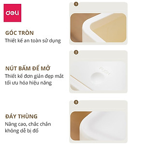 Thùng Rác Nắp Bật Nhấn Nút Thông Minh Deli - Tiết Kiệm Không Gian Nhựa PP Nguyên Sinh Hạn Chế Mùi Hôi Kháng Khuẩn Sọt Rác Văn Phòng Nhà Bếp - 1108 1109