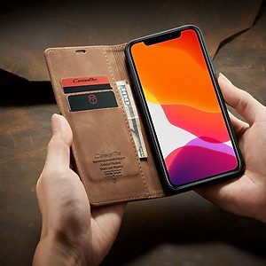 Bao Da dành cho điện thoại iPhone 11 dạng ví có ngăn để thẻ ATM để tiền tiện lợi - Hàng chính hãng