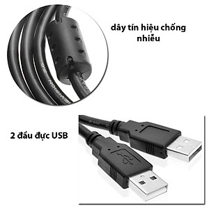 Dây Cáp USB 2 Đầu Dương 1.5m có cục chống nhiễu - Hàng Nhập Khẩu