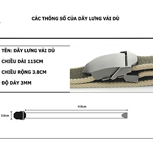 Dây Lưng Vải Nam U689 US ARMY Phong Cách Lính, Mặt Khóa Hợp Kim Thép Không Ghỉ Sáng Bóng-HÀNG CHÍNH HÃNG