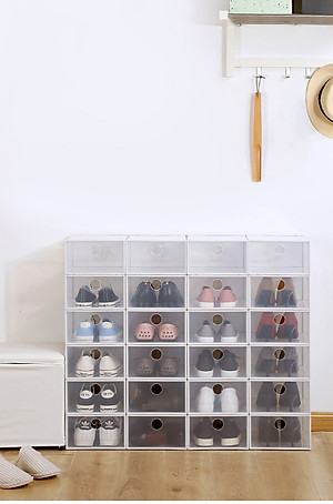 Combo 5 Hộp Đựng Giày Nhựa Cứng Trong Suốt ,Tháo Lắp Dễ Dàng 