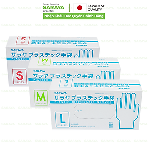 [PhiênBảnMới] Găng tay Saraya Vinyl Không Bột trong suốt loại dày 5gram, dùng chế biến thực phẩm, vệ sinh - 100 cái/hộp