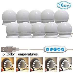 Chuỗi dây đèn led gương trang điểm 10 bóng 5 màu điều chỉnh