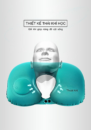 Gối hơi kê cổ bơm tự động, mềm mại, thiết kế hình chữ U giúp giảm đau cổ, có nút cài, phù hợp cho văn phòng và du lịch  Phượt Dã Ngoại Đi Chơi Quà Tặng Nam Nữ