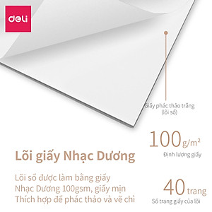 Sổ Vẽ Phác Thảo Deli 40 Trang - Gáy Lò Xo - Khổ Ngang A4/B5 - Giấy Định Lượng 100Gsm / 110Gsm - 7696 / 7697 / 73632