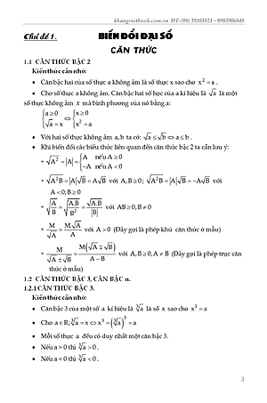 Sách Các Chuyên Đề Bồi Dưỡng Học Sinh Giỏi Đại Số Lớp 9