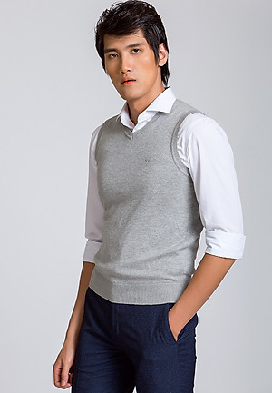 Áo len gile Aligro màu ghi sáng ALENGL010