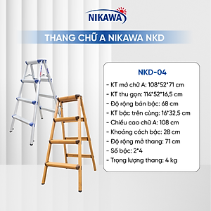 Thang Nhôm Gấp Chữ A , Siêu Nhẹ , chính hãng Nikawa,  NKD 3,4,5 bậc ( 75cm-125cm)