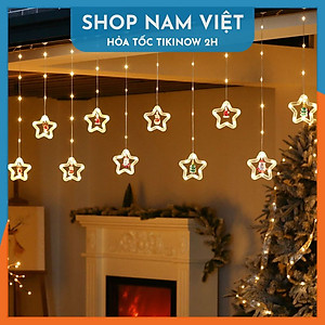 Dây LED Rèm Trang Trí Giáng Sinh 10 Chi Tiết Ngang 3m, Kèm Remote - Chính Hãng NAVIVU