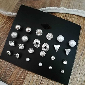 Set 12 bông tai nữ đá nụ xinh xắn