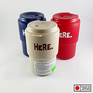 Cốc uống nước nắp xoay Inomata HERE có chỗ cắm ống hút - Nội địa Nhật Bản