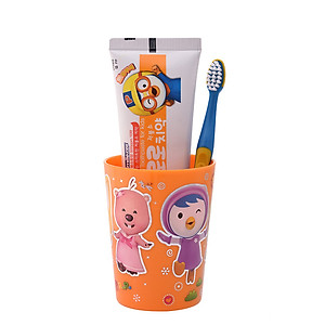 Bộ 3 bàn chải đánh răng + kem đánh răng + cốc Pororo Hàn Quốc