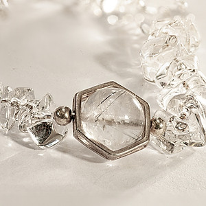 Vòng Tay Phong Thủy Thạch Anh Trắng Thiên Nhiên Mix Bạc 925 Cho Mạng Kim Thủy, Món Qùa Trang Sức  Phong Thủy May Mắn Ý Nghĩa  VK103 