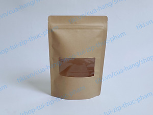 100gram Túi Giấy Cửa Sổ - Túi zip giấy kraft (craft) đáy đứng - Bao Bì Túi Zip Đựng Thực Phẩm Khô