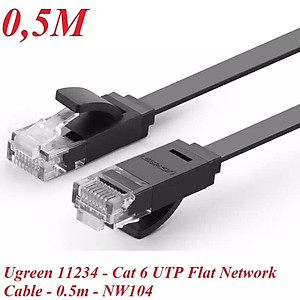 Ugreen UG50172NW102TK 0.5M màu Đen Cáp mạng LAN CAT6 dây dẹt - HÀNG CHÍNH HÃNG