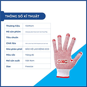 Găng tay bảo hộ sợi phủ hạt nhựa 70g sợi cao cấp chống trơn trượt độ bám cao