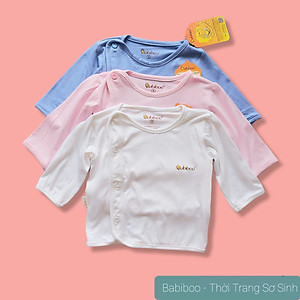 Áo sơ sinh Babiboo cài chéo tay dài vải visco siêu mềm mại cho bé BTK24