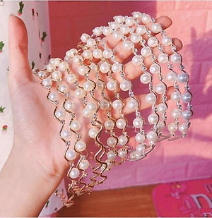 Cài tóc hạt châu gợn sóng - phụ kiện tóc nữ style Hàn Quốc