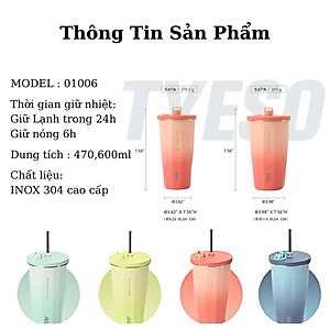 Cốc ly giữ nhiệt TYESO 01006 470ml bằng thép không gỉ 304