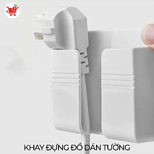 Khay đựng remote  - điện thoại dán tường có khe luồn sạc nhỏ gọn tiện lợi  ( Giao màu ngẫu nhiên ) - Hàng chính hãng 