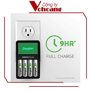Bộ sạc Energizer Charger kèm 4 pin Ener AA 2000mAh, tự ngắt sạc (CHVCM4) ( Mẫu mới)