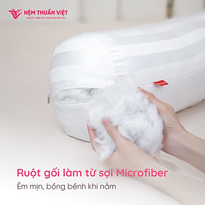Ruột Gối Ôm Lông Vũ Airy Thuần Việt - Sợi Lông Vũ Nhân Tạo Microfiber Êm Ái Mềm Mịn - KT 20x100cm