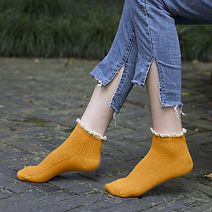 Vớ Tất Nữ Cotton Thoáng Mát Viền Bông