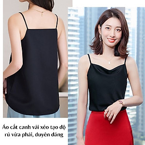 Áo hai dây lụa nữ cổ đổ mặc trong vest chất vải satin cao cấp thoáng mát khi mặc - AO0036