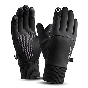 Găng tay nam mùa đông cảm ứng điện thoại, lòng bàn tay phủ gen nhựa chống trượt, cảm ứng điện thoại, lót nỉ lông ấm áp