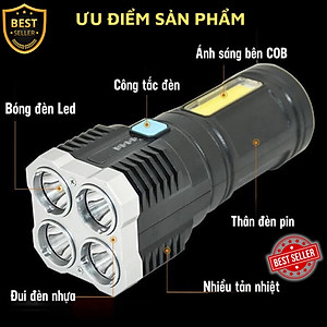 Đèn Pin Cầm Tay DP01 Gồm 4 Chế Độ Chiếu Xa 200m, Đèn Pin Mini DP03 Có 3 Chế Độ Sáng Chính Hãng D Danido, Có COB Led thân