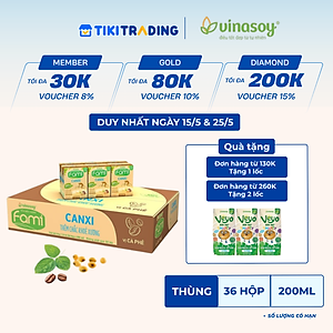 Thùng Sữa đậu nành Vinasoy Fami Canxi vị Cà Phê (200ml x 36 Hộp)