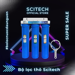 Bộ lọc nước sinh hoạt, bộ ba lọc thô 20 inch by Scitech (3 cấp lọc) - Hàng chính hãng