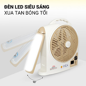 Quạt sạc tích điện Honjianda FL 223 - tích hợp đèn LED & cổng USB - Hàng chính hãng