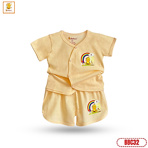 Bộ sơ sinh ngắn tay Babiboo quần áo sơ sinh cho bé cotton tự nhiên - BBC32