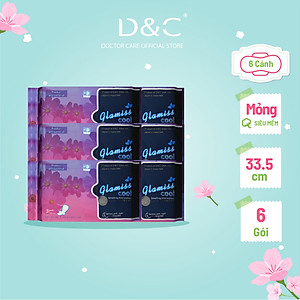 Combo 6 Băng vệ sinh ban đêm Glamiss Cool thảo dược  33.8cm siêu mát siêu khô thoáng