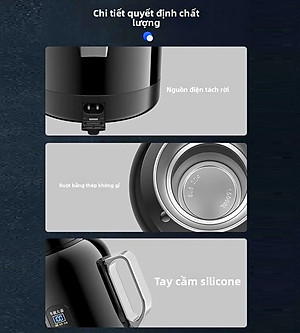 Bình Đun Nước Xe Hơi Giữ Nhiệt Dung Tích Lớn 1500ML 200W SUS304 Chế Độ Nguồn Kép 12V-24V Kèm Bộ Adapter 220V Dùng Trong Gia Đình Và Cho Xe Tải Xe Khách Đường Dài