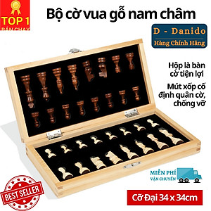 Cờ vua D Danido, bộ cờ vua nam châm bằng gỗ thông tự nhiên - Hàng chính hãng