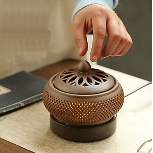 Lò xông - Lư xông trầm điện có hẹn giờ chỉnh nhiệt bằng gốm chịu nhiệt cao cấp hình lưới